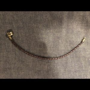Pandora purple leather cord charm bracelet 7”